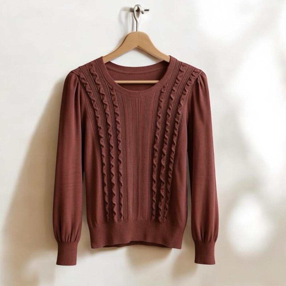 White House Black Market Sheer Sleeve Sweater Top - Size S